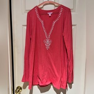 Coral Lilly Pulitzer Embellished Tunic